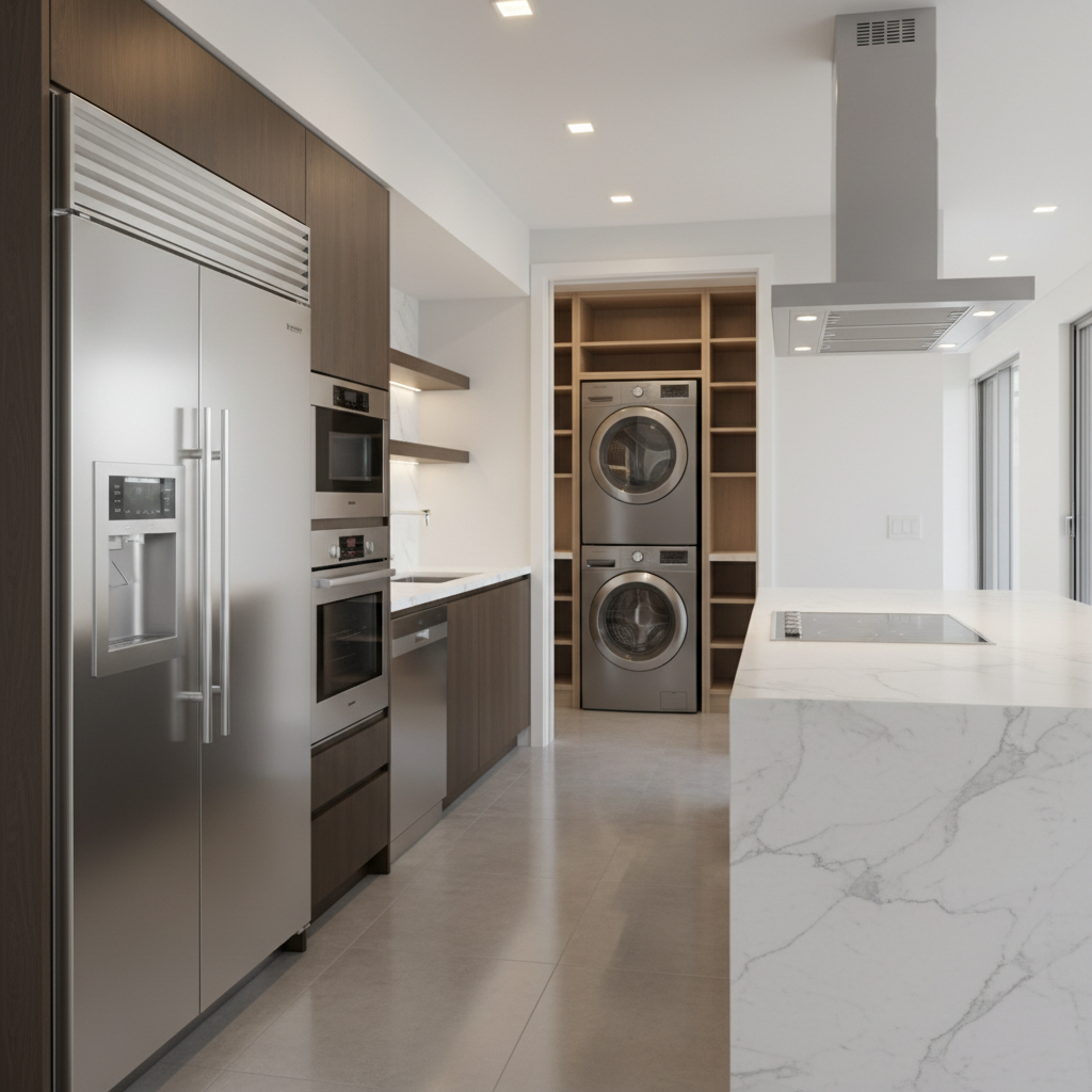 Premium Bosch-style home appliances in a luxury interior