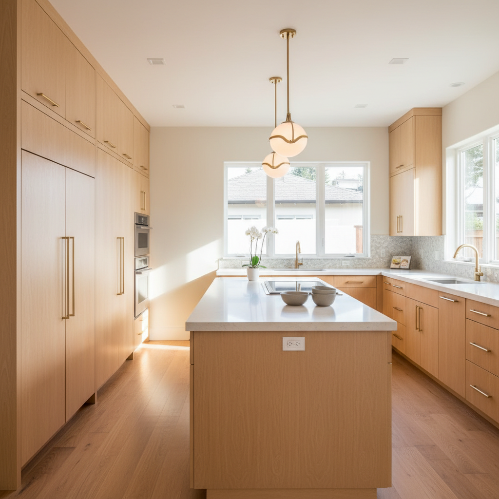 Luxury Burlingame kitchen with integrated Bosch-style appliances